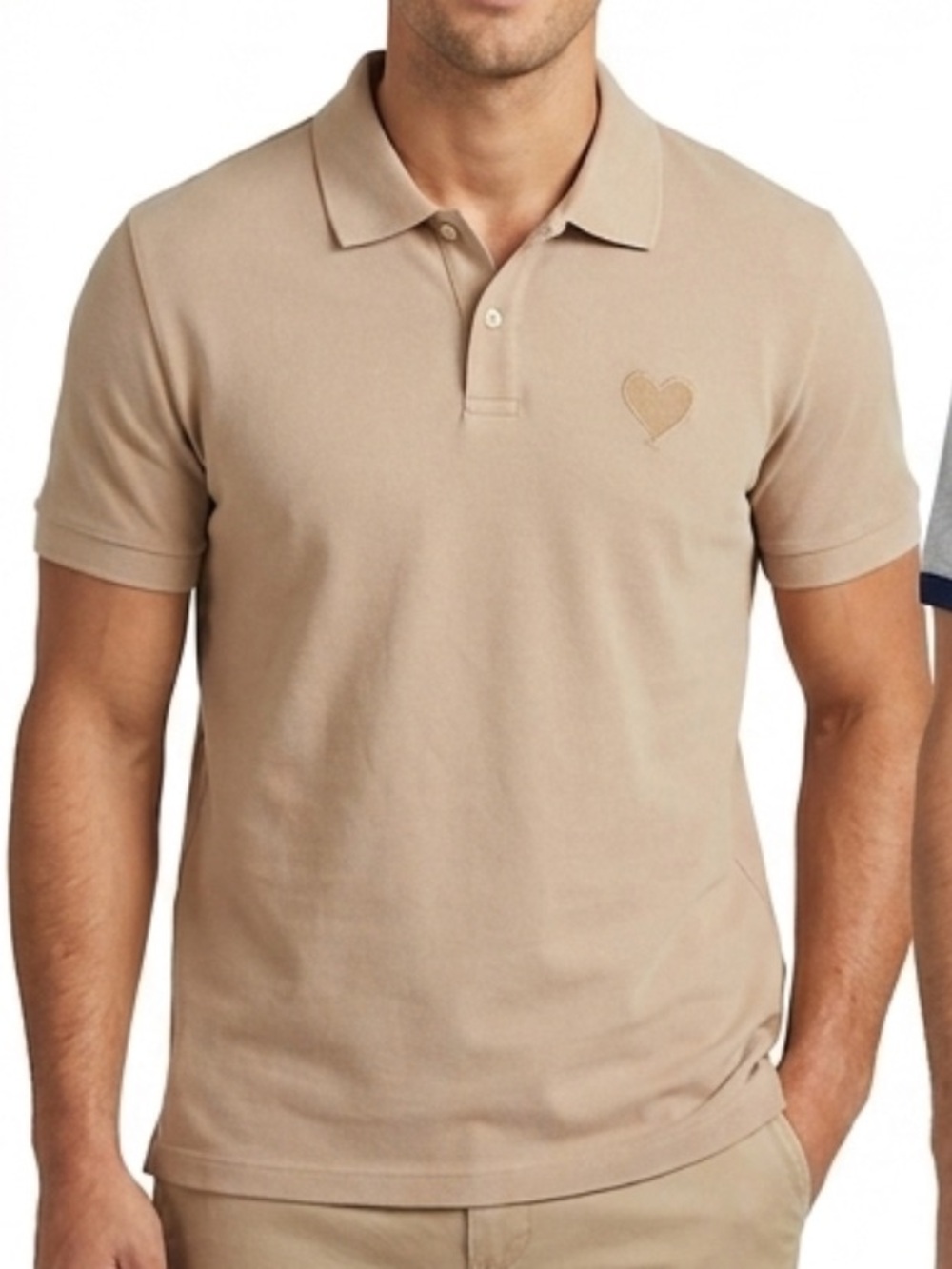 INIMIGO size XL Men's Beige Polo Shirt with Heart embroidery